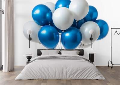 blue balloons isolated on white background Wall mural