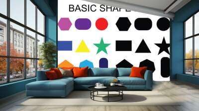 Set Of Basic Shape Icons. Colourful shape vector illustration isolated. Wall mural