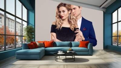 Sensual beautiful young couple dressed in formal clothes Wall mural