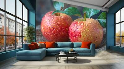 Two apples with water droplets on them

 Wall mural