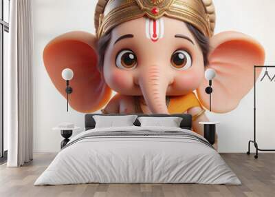 illustration of little Ganesh/Ganpati, Diwali, Deepavali or Dipavali the festival of lights india, 3D Wall mural