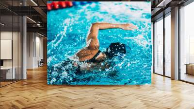 Professional swimmer, swimming race, indoor pool Wall mural