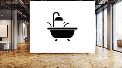 Bath tub black icon concept. Bath tub flat  vector symbol, sign, illustration. Wall mural