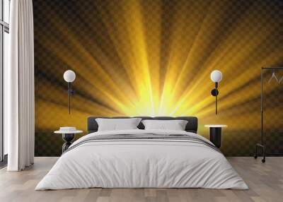 Abstract golden bright light. Gold shine burst vector illustration isolated Wall mural