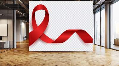 Aids red ribbon. World aids day vector isolated symbol. Illustration of red ribbon, aids health day campaign Wall mural