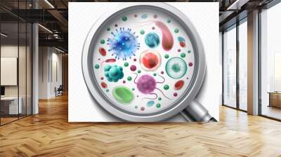 Bacteria cells, microorganisms, viruses and germs. Epidemic science vector concept Wall mural