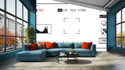 Camera viewfinder focusing screen display with photo control icons vector template Wall mural