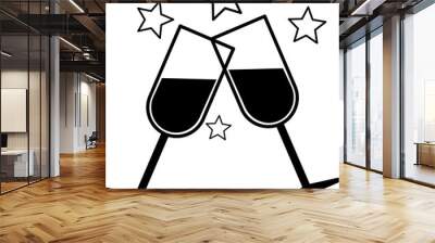 Cheers icon. Drink glass together. Celebrating toast symbol Wall mural