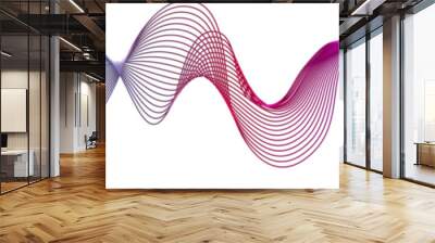 Color line waves effect. Audio curved equalizer Wall mural