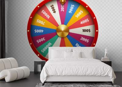 Colorful realistic casino fortune wheel on transparent background Wall mural