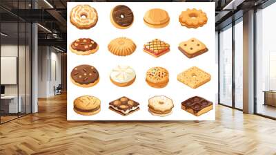 Different biscuits and sweets. Isolated vector set. White background Wall mural