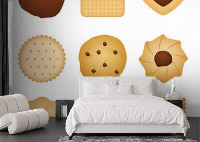 Different shapes of eating biscuit home made cookies, food for breakfast vector set Wall mural