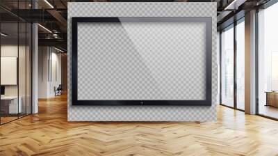 Empty tv frame with reflection and transparency screen isolated. Lcd monitor vector illustration Wall mural