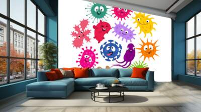 Funny germs and virus kids vector background Wall mural