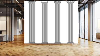 Greek and roman architecture classic stone colomns. Outline vector illustration Wall mural