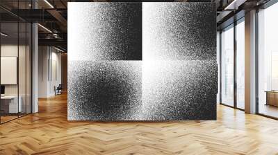 Halftone textures, patterns with black dots, gradient grain grunge vector backgrounds Wall mural