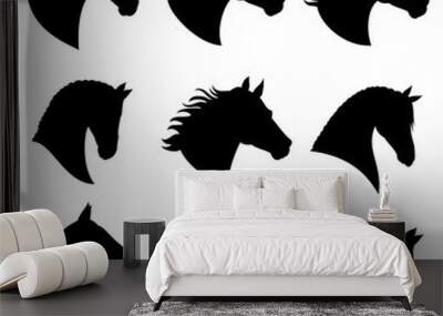 Horse head vector silhouettes Wall mural