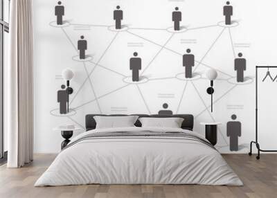 Human network connection. Connecting people in social networking. Company structure and internet 3d vector concept Wall mural