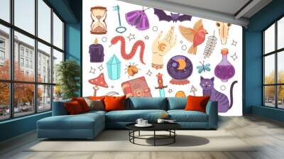 magical witch collection. magician symbols, hand drawn magic graphic. cute hippie esoteric elements, Wall mural