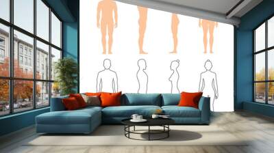 Male and female human vector silhouettes Wall mural