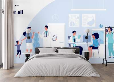 medical landing page. online clinical consult with diverse doctors. healthcare vector concept. medic Wall mural