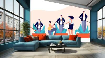 Mentoring concept. Inspiring professionals, corporate communication support. Successful businessman growth, utter mentorship vector banner Wall mural