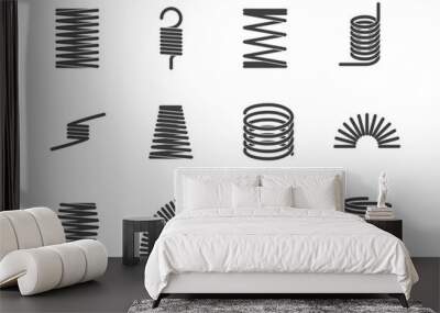 Metal spiral flexible wire elastic spring icons i Wall mural