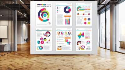 Modern business presentation documents with graphics and infographic charts. Corporate marketing vector template brochure pages Wall mural