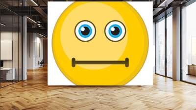 Neutral emoji expression. Round yellow face emoticon Wall mural