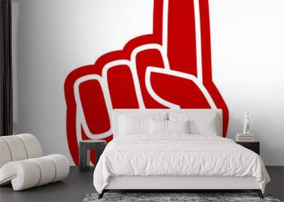 Number 1 one sports fan foam hand with raising forefinger vector icon Wall mural