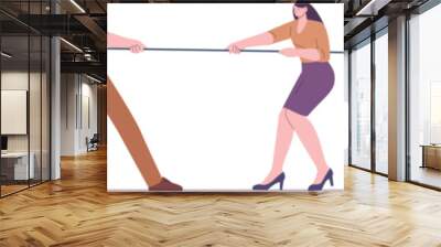 Office teams pulling rope. Competing business groups, people social conflicts. Corporate competition, person in suit pull tug kicky vector concept Wall mural