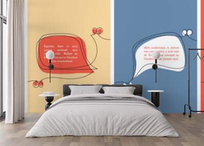 One line continuous quote banners. Free handwritten speech bubbles design, decorative quotes posters or ad flyers. Decent marketing vector elements Wall mural