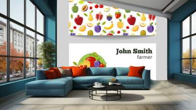 Organic fruits farmer business card template Wall mural