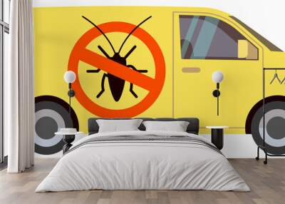 Pest control service van. Professional disinfection transport Wall mural