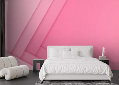 Pink background. Abstract modern female empty banner, shadows and color paper sheets. Woman or mother day, girl power feminism vector backdrop template. Pink color, blank banner illustration Wall mural