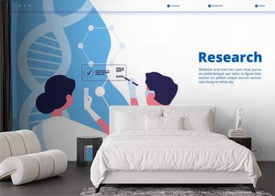 research lab landing. researchers scientists test dna in chemical laboratory. pharmaceutical biochem Wall mural