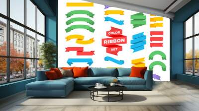 Retro text ribbon banners in flat style. Vector stock Wall mural