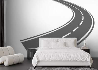 Road curve. Round turn way. Driving path Wall mural