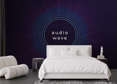 Sound circle wave. Abstract music ripple, audio amplitude waves flux vector background. Illustration of sound music ripple, circle wave audio signal Wall mural