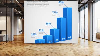 statistics business 3d graph bar chart. vector infographic with steps and options Wall mural