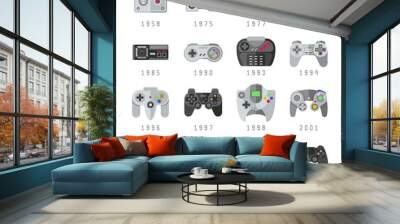 video game controls, joystick, gamepads gaming vector icons Wall mural