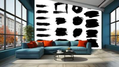 Dirty artistic design elements isolated on white background. Black ink vector brush strokes Wall mural