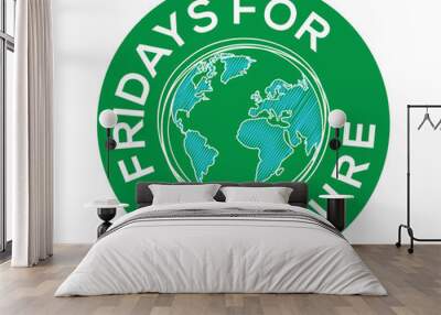  Fridays for future logo, Vector illustration Wall mural