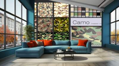 Camouflage set realistic fabric vector Wall mural