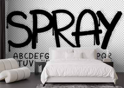 Realistic spray graffiti paint font vector Wall mural