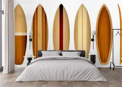 Set of vintage wood Surfboard, vector illustration Wall mural