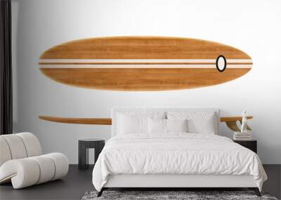 Vintage wood surfboard isolated Wall mural