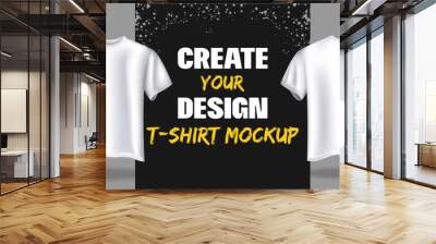 Creating fashion t-shirt banner mockup template vector illustration. White and black shirts with empty copy space for design flat style. Stylish and creative designing of clothes concept Wall mural