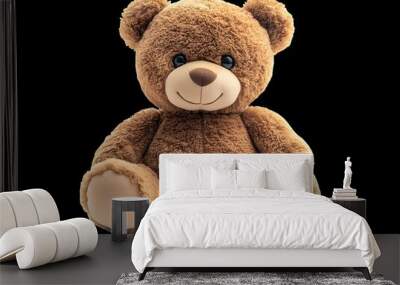 a brown teddy bear on a black background

 Wall mural