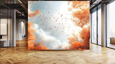 a group of trees with orange leaves

 Wall mural